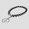 Peace Sign Silver Tone Black Suede Braided Fashion Bracelet - Matties Modern Jewelry