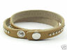 Tan Leather Studded Wrap Surfer Bracelet Wristband - Matties Modern Jewelry
