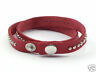 Red Leather Studded Wrap Surfer Bracelet Wristband - Matties Modern Jewelry