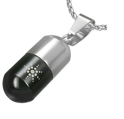 Black and Silver 2 Tone Sun Rays Cremation Urn Stainless Steel Pendant Necklace - Matties Modern Jewelry
