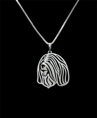 Tibetan Terrier Canine Collection Silver Tone Metal Fashion Pendant Necklace - Matties Modern Jewelry