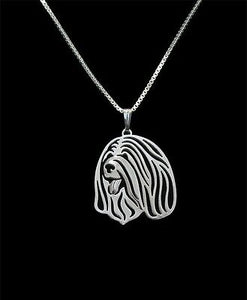 Tibetan Terrier Canine Collection Silver Tone Metal Fashion Pendant Necklace - Matties Modern Jewelry