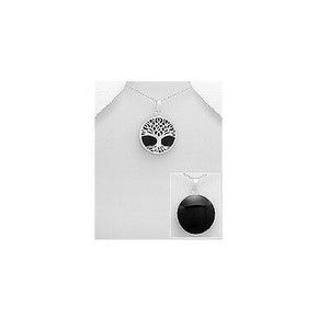 Celtic Tree of Life Black Onyx .925 Sterling Silver Fashion Pendant Necklace - Matties Modern Jewelry