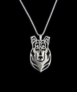 Smooth Coated Collie Dog Canine Collection Silver Tone Metal Pendant Necklace - Matties Modern Jewelry
