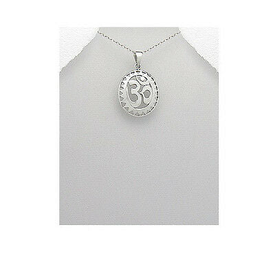 Om Ohm Aum Sunburst Sterling Silver .925 Pendant Necklace - Matties Modern Jewelry