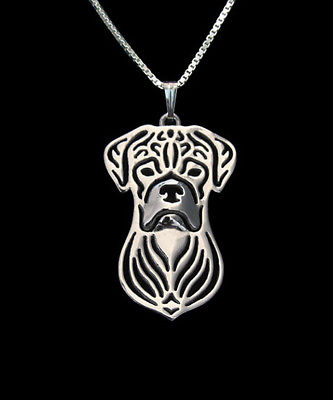 Boxer Dog Canine Collection Silver Tone Metal Fashion Pendant Necklace - Matties Modern Jewelry