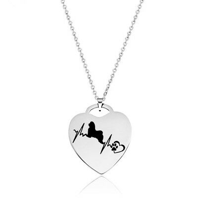 Shih Tzu Dog Love Heartbeat Heart Shaped Stainless Steel Pendant Necklace - Matties Modern Jewelry