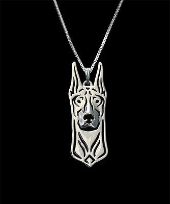 Great Dane Dog Canine Collection Silver Tone Metal Pendant Necklace - Matties Modern Jewelry