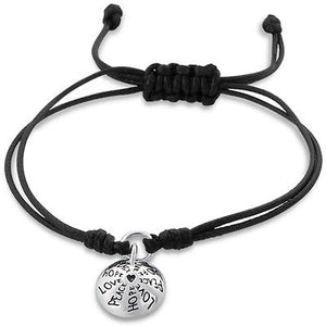 Inspirational Hope Love Peace Tiny Round Sterling Silver Charm Bracelet - Matties Modern Jewelry