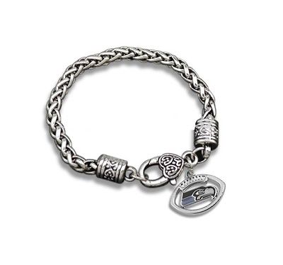 Seattle Seahawks Football Charm Dangle Women's Fashion Clasp Bracelet - Matties Modern Jewelry