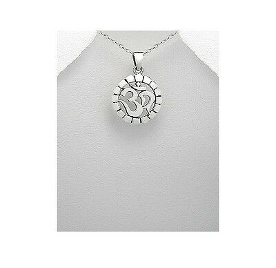 Om Ohm Aum Floral Sterling Silver .925 Pendant Necklace - Matties Modern Jewelry