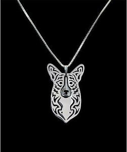 Cardigan Welsh Corgi Dog Canine Collection Silver Tone Metal Pendant Necklace - Matties Modern Jewelry