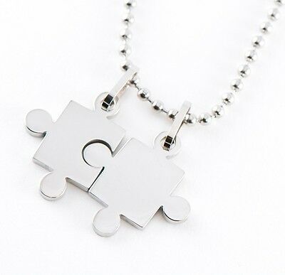 Puzzle Autism or Couple's Silver Stainless Steel Pendant Necklace - Matties Modern Jewelry