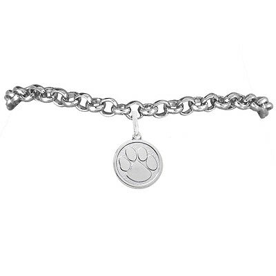 Dog Cat Foot Paw Print Silver Tone Small Round Fashion Pendant Necklace - Matties Modern Jewelry