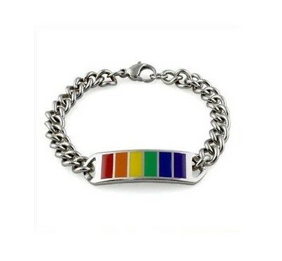 Rainbow Gay Lesbian Pride ID Stainless Steel Lobster Clasp Bracelet - Matties Modern Jewelry