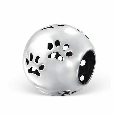 Cut Out Paw Print .925 Sterling Silver Round European Charm Bead - Matties Modern Jewelry