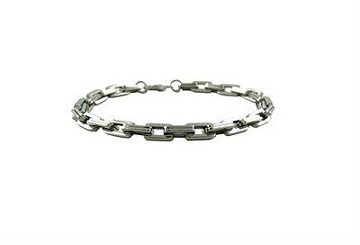 Rectangle Links Silver Stainless Steel Fashion Bracelet BR107 - Matties Modern Jewelry