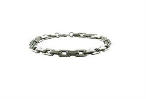 Rectangle Links Silver Stainless Steel Fashion Bracelet BR107 - Matties Modern Jewelry