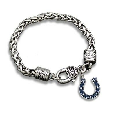 Indianapolis Colts Horseshoe Chunky Dangle Charm Fashion Lobster Clasp Bracelet - Matties Modern Jewelry