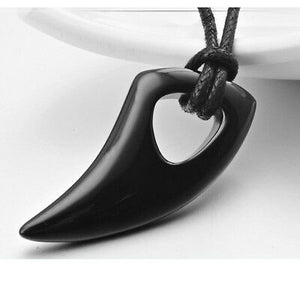 Fashion Black Stainless Steel Lucky Bull Horn Pendant Necklace - Matties Modern Jewelry