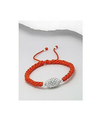 Orange Clear Oval Crystal Bead Woven Adjustable Fashion Wristband Bracelet - Matties Modern Jewelry