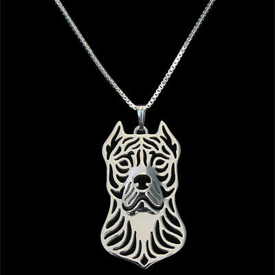 Pit Bull Terrier Dog Canine Collection Silver Tone Metal Pendant Necklace - Matties Modern Jewelry