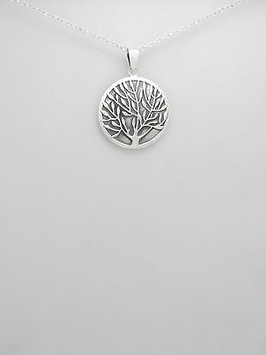 Celtic Tree of Life .925 Sterling Silver Round Antiquated Pendant Necklace - Matties Modern Jewelry