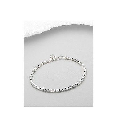 Tiny Faceted Shiny Bead Sterling Silver .925 Lobster Clasp Fashion Bracelet - Matties Modern Jewelry