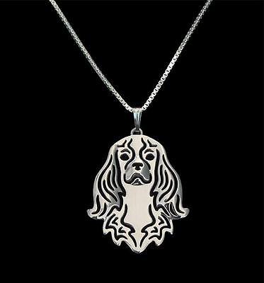 Cavalier King Charles Dog Canine Collection Silver Tone Metal Pendant Necklace - Matties Modern Jewelry