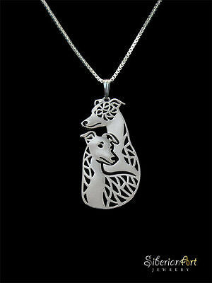 Whippet Dog Canine Collection Silver Tone Metal Fashion Pendant Necklace - Matties Modern Jewelry