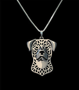 Rottweiler Dog Canine Collection Silver Tone Metal Pendant Necklace - Matties Modern Jewelry