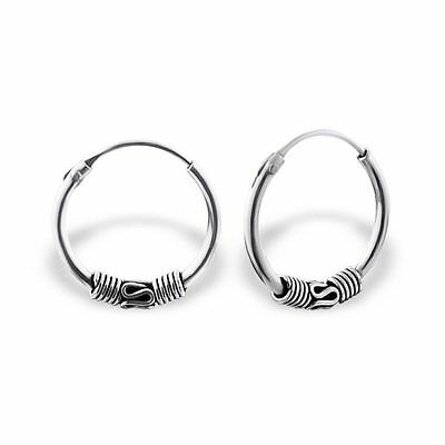 Unisex Decorative Bali Sterling Silver .925 Hoop Earrings HPMMM004-14 - Matties Modern Jewelry