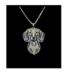 Short Haired Dachshund Dog Canine Silver Tone Metal Fashion Pendant Necklace - Matties Modern Jewelry