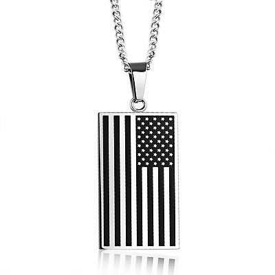 Flag of United States Patriotic Stainless Steel Pendant Necklace - Matties Modern Jewelry