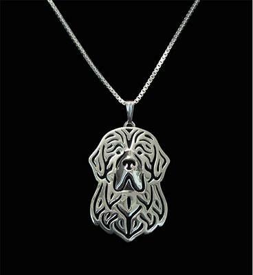 Newfoundland Newfie Dog Canine Collection Silver Tone Metal Pendant Necklace - Matties Modern Jewelry