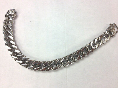 Men's Tight Link Heavy Biker Stainless Steel Bracelet Ornate Clasp - Matties Modern Jewelry