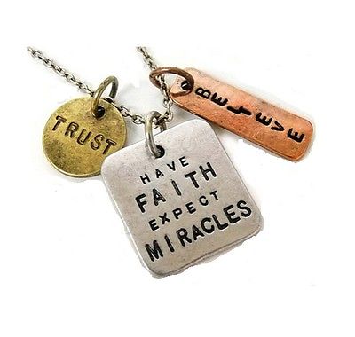 TriColor Have Faith Expect Miracles Trust Believe Inspirational Pendant Necklace - Matties Modern Jewelry
