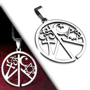 Coexist Religious Peace Love Silver Stainless Steel Fashion Pendant Necklace - Matties Modern Jewelry
