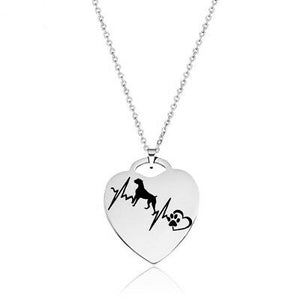 Boxer Dog Love Heartbeat Fashion Heart Shaped Stainless Steel Pendant Necklace - Matties Modern Jewelry