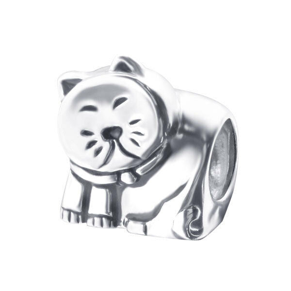 Kitty Cat Feline Shaped .925 Sterling Silver European Charm Bead - Matties Modern Jewelry