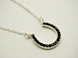 Indianapolis Colts Black Horseshoe Crystal Necklace - Matties Modern Jewelry