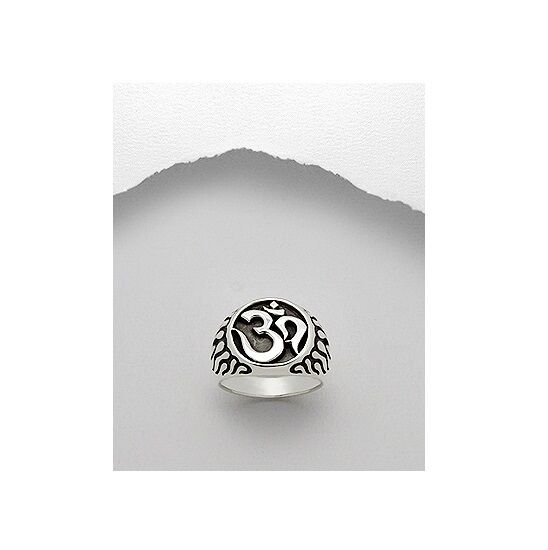 Sterling Silver .925 Om Ohm Aum Men's Ring With Flames Sizes 7-12 - Matties Modern Jewelry