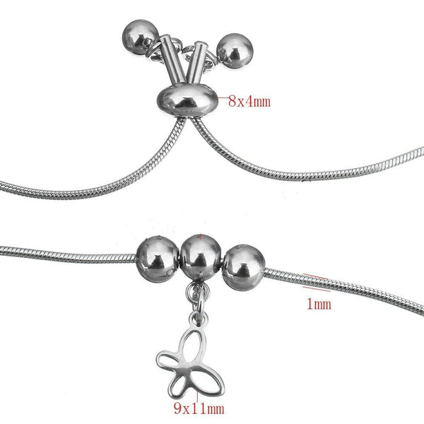 Inspirational Butterfly Stainless Steel Sliding Snake Chain Adjustable Bracelet - Matties Modern Jewelry