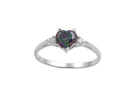 Sterling Silver.925 Heart Promise Ring Rainbow Topaz CZ Sizes 4-9 - Matties Modern Jewelry