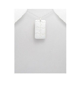 Rectangle Puzzle Piece Autism Awareness .925 Sterling Silver Pendant Necklace - Matties Modern Jewelry
