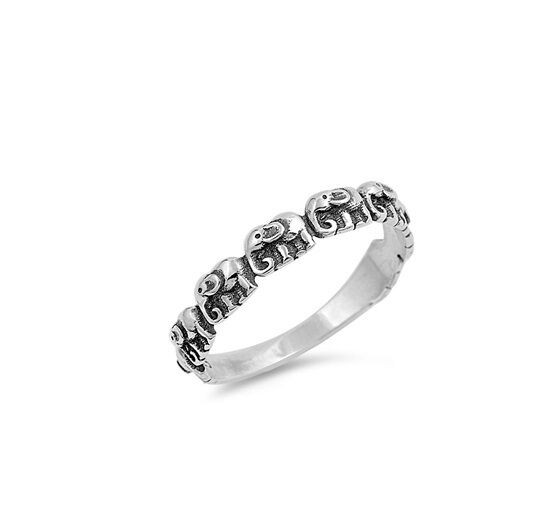 Cute Elephant .925 Sterling Silver Thin Band Fashion Ring Sizes 3-10 - Matties Modern Jewelry
