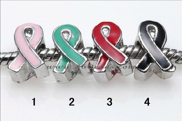 Pink Ribbon Breast Cancer Awareness European Charm Bead - Matties Modern Jewelry