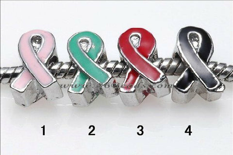 Pink Ribbon Breast Cancer Awareness European Charm Bead - Matties Modern Jewelry
