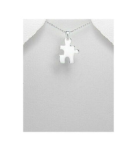 Puzzle Piece Autism Awareness .925 Sterling Silver Pendant Necklace - Matties Modern Jewelry