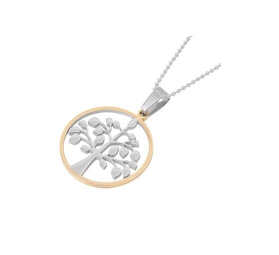 Celtic Tree of Life 2 Tone Stainless Steel Pendant Necklace - Matties Modern Jewelry